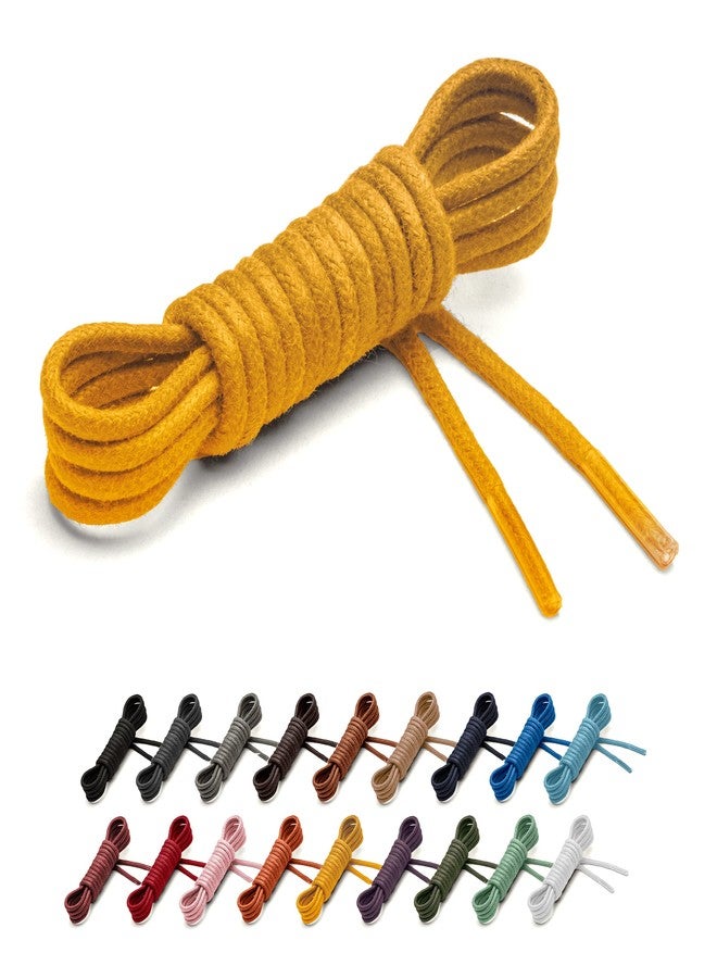 Benchmark Basics Lemon Yellow 30" Round Waxed Cotton Shoelaces | 2mm (5/64”) Width (30 Inches, Lemon) - Image 1
